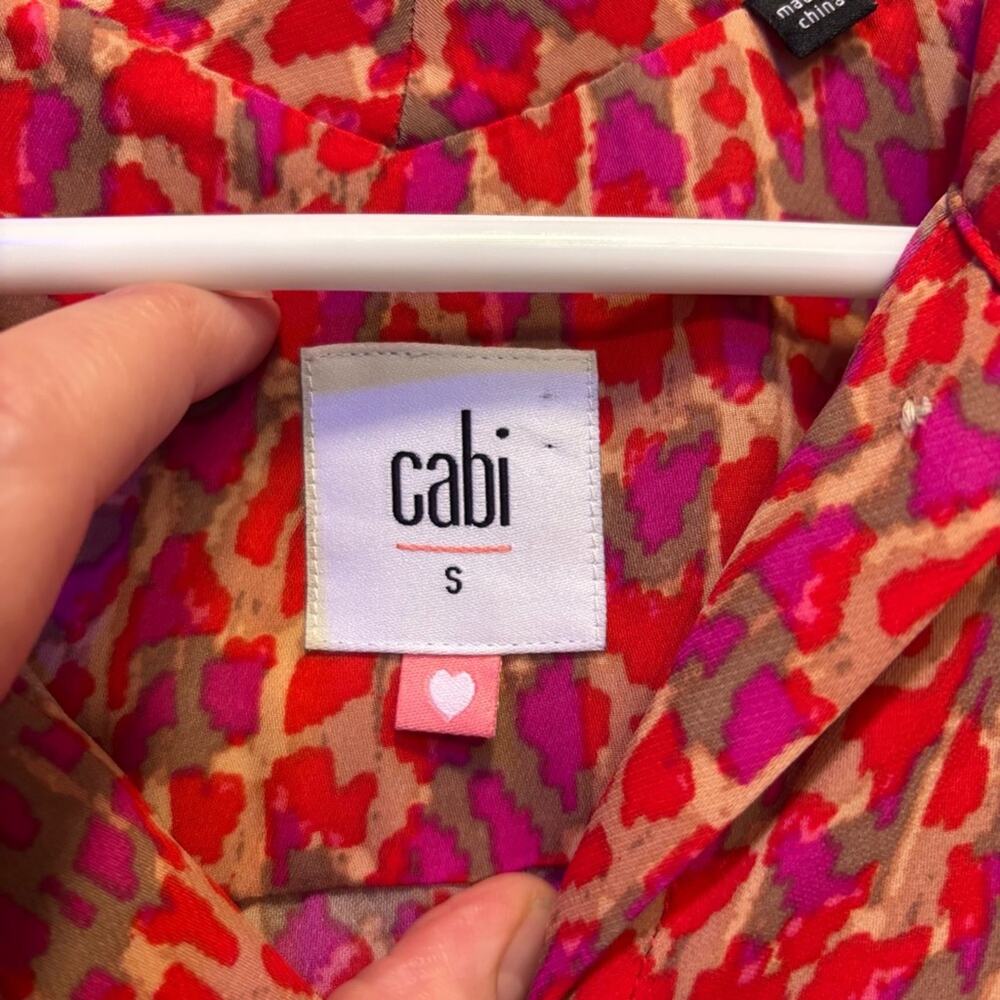 CAbi Collared Pink and Red Sleeveless Button Down High Low Blouse Top Size S - Picture 3 of 8